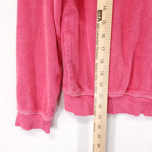 Lilly Pulitzer Full Zip Hoodie Size Large Y2K Pink Terry Cloth Jacket Pockets - Picture 6 of 12